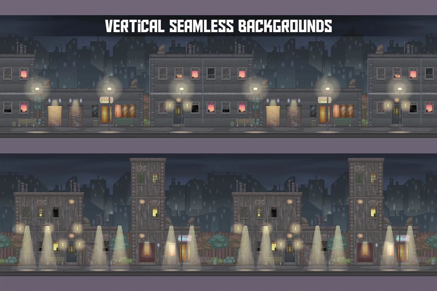 Night City Street Game Background Tiles