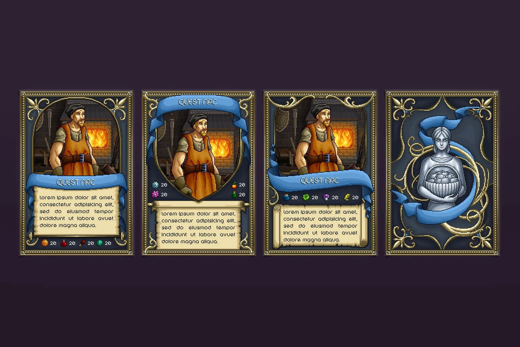 NPC Quest TCG Cards Pixel Art