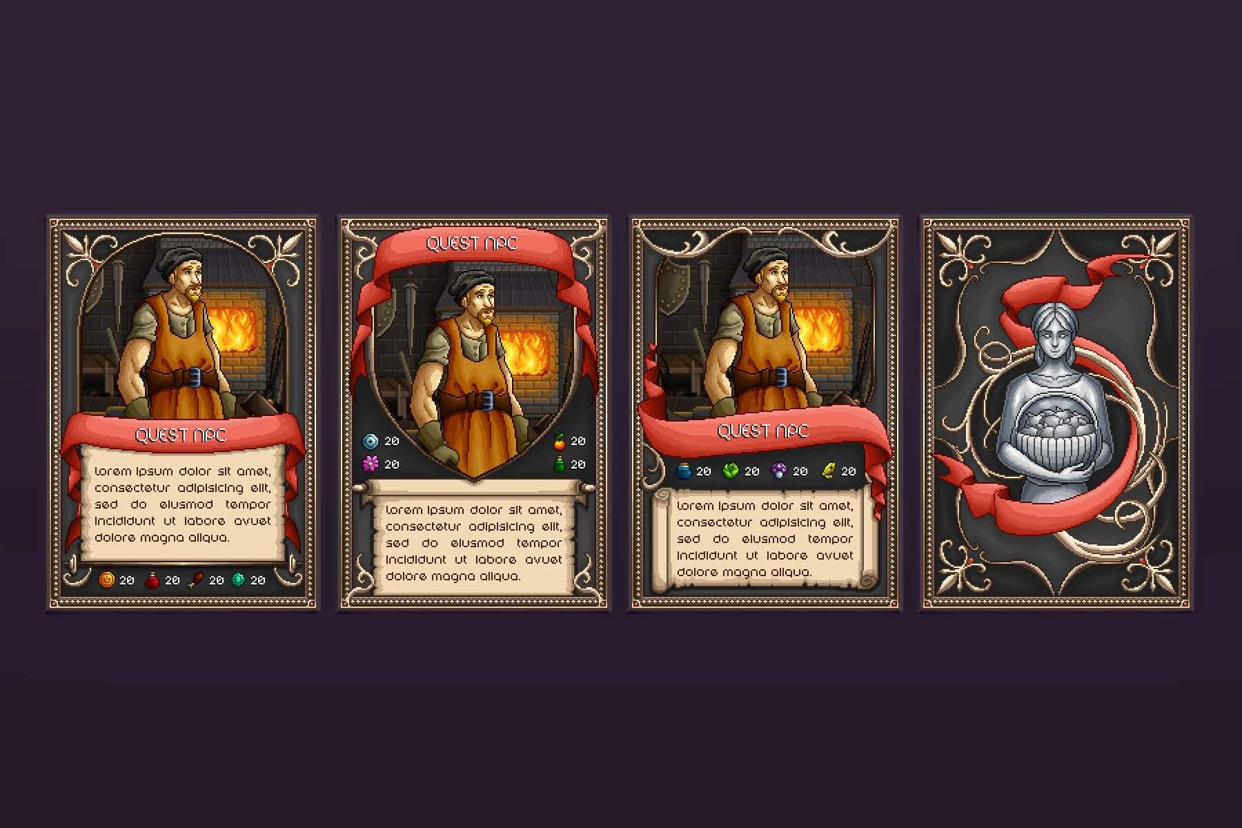 NPC Quest TCG Cards Pixel Art
