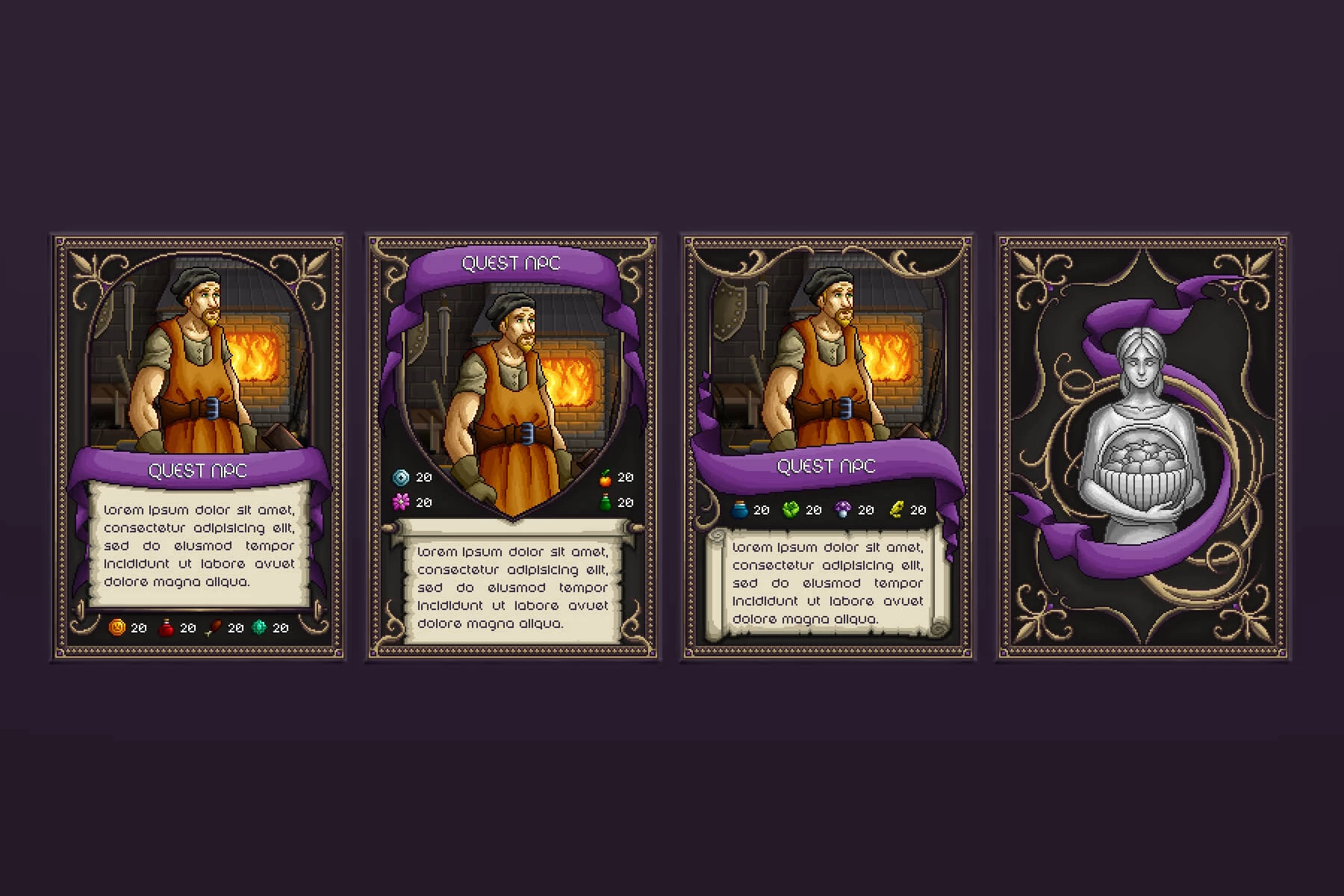 NPC Quest TCG Cards Pixel Art