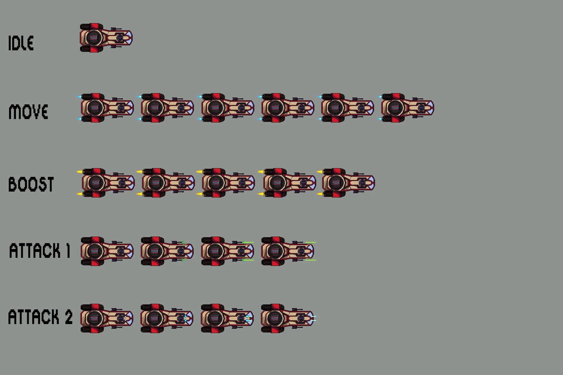 Spaceship Pixel Art Sprite Sheets