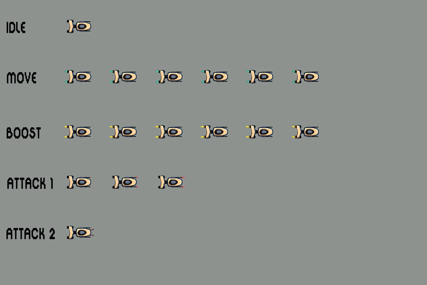 Spaceship Pixel Art Sprite Sheets