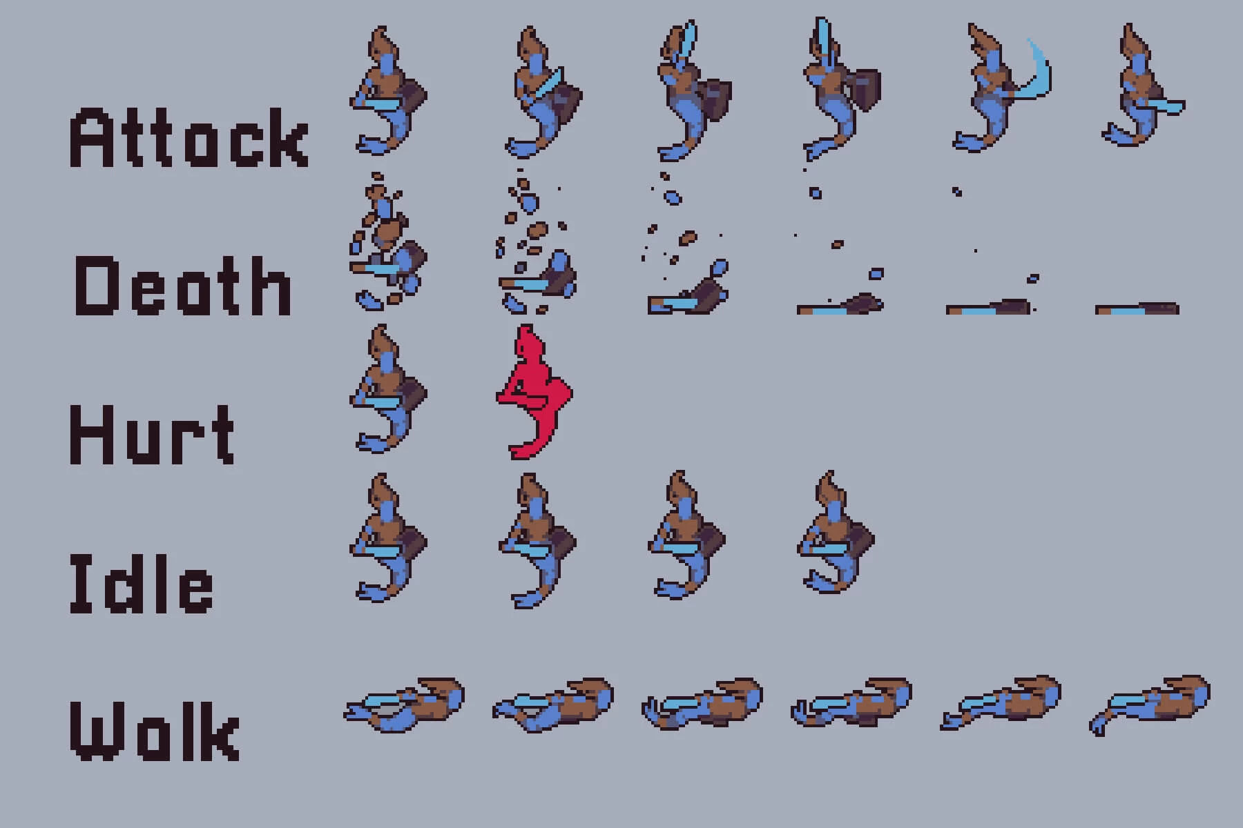 Underwater Enemies Pixel Art Character Pack