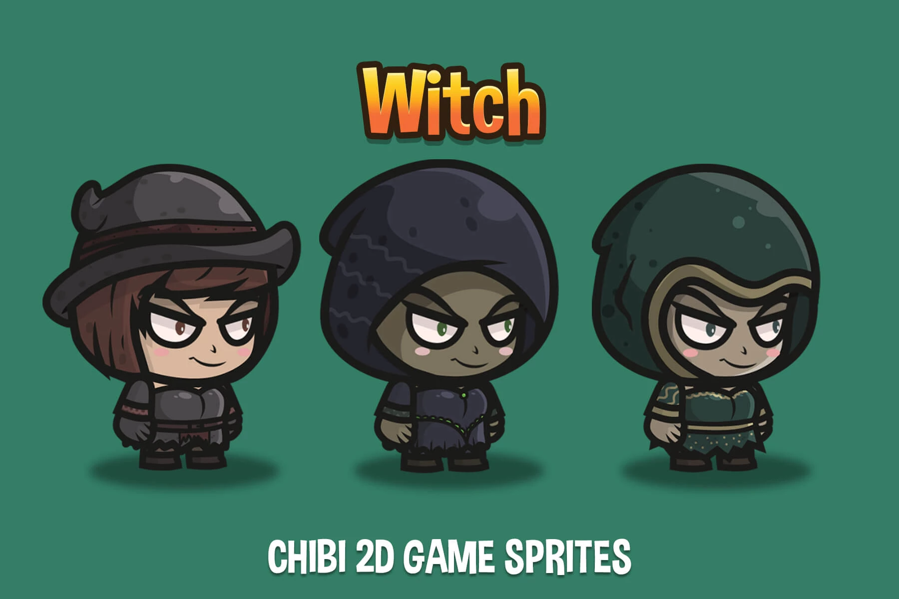 Witch Chibi Character Sprites