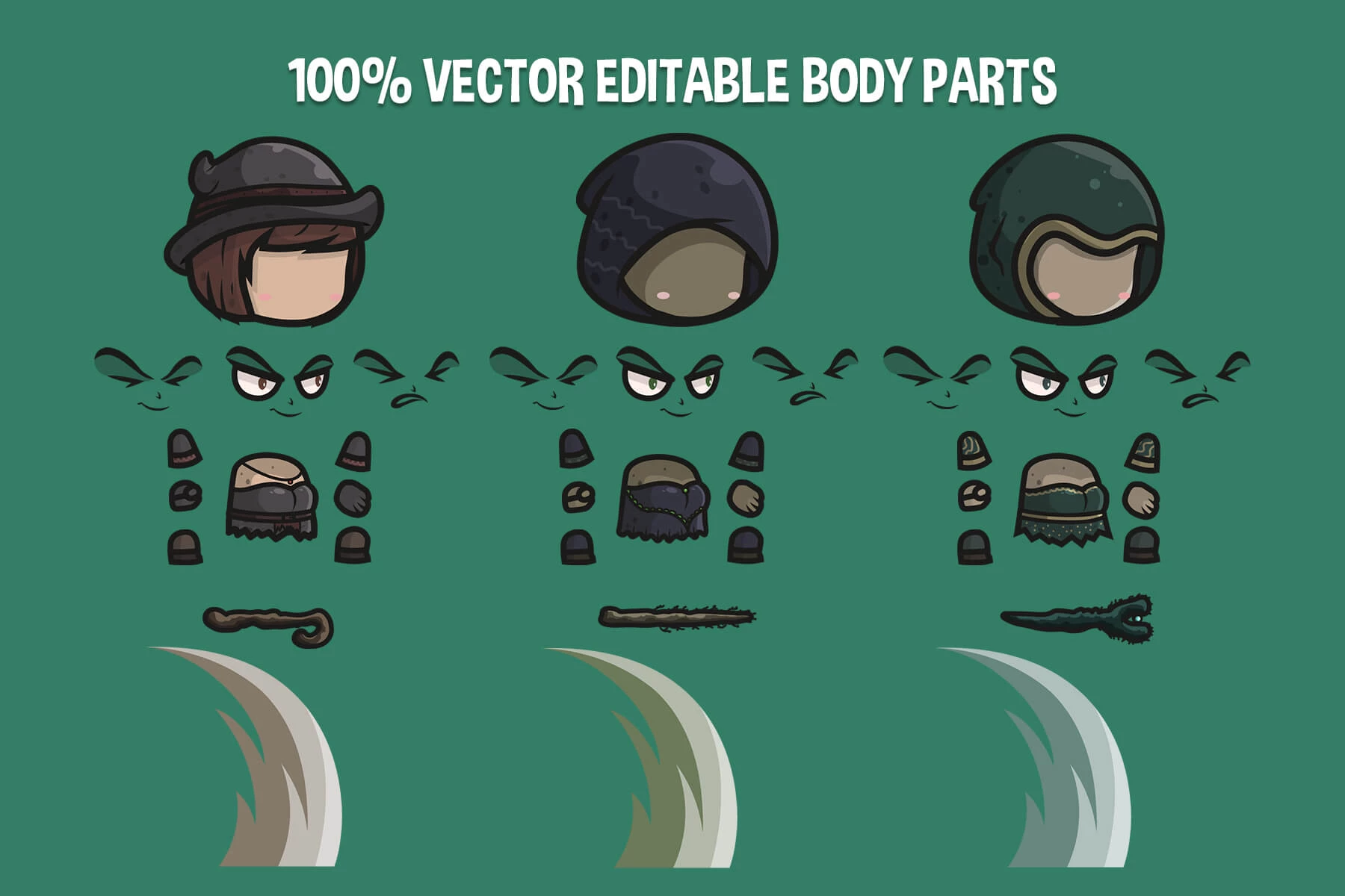 Witch Chibi Character Sprites