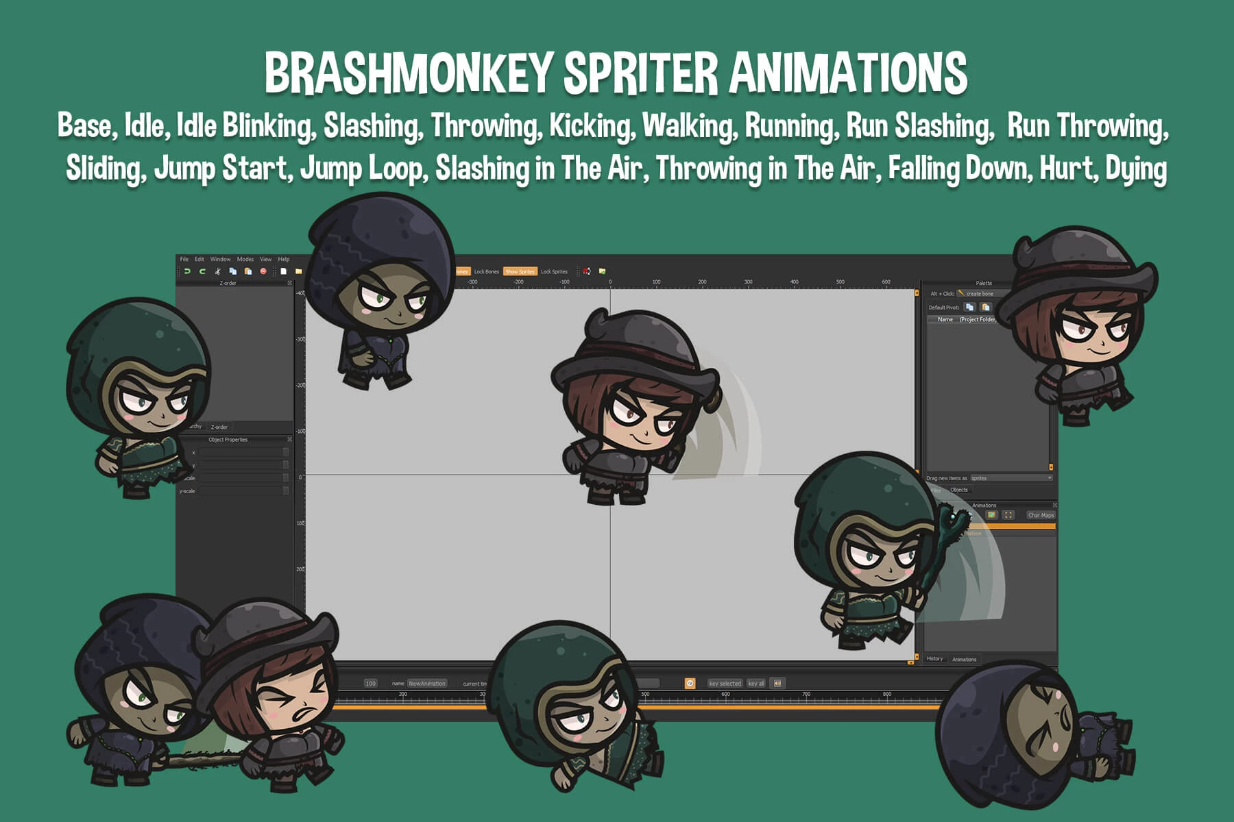 Witch Chibi Character Sprites