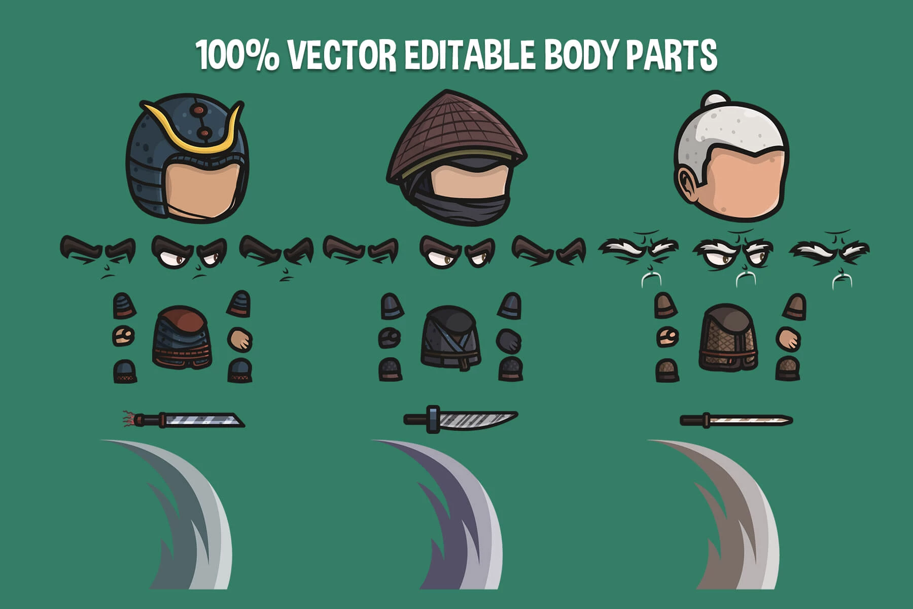 Samurai Chibi Character Sprites