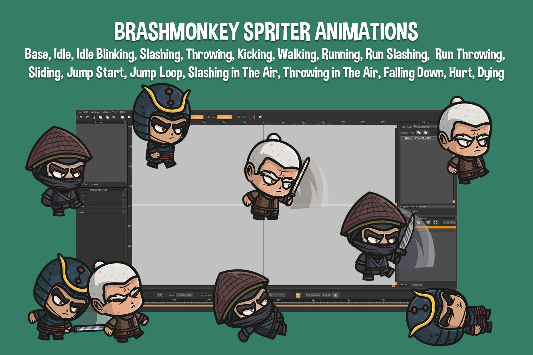 Samurai Chibi Character Sprites