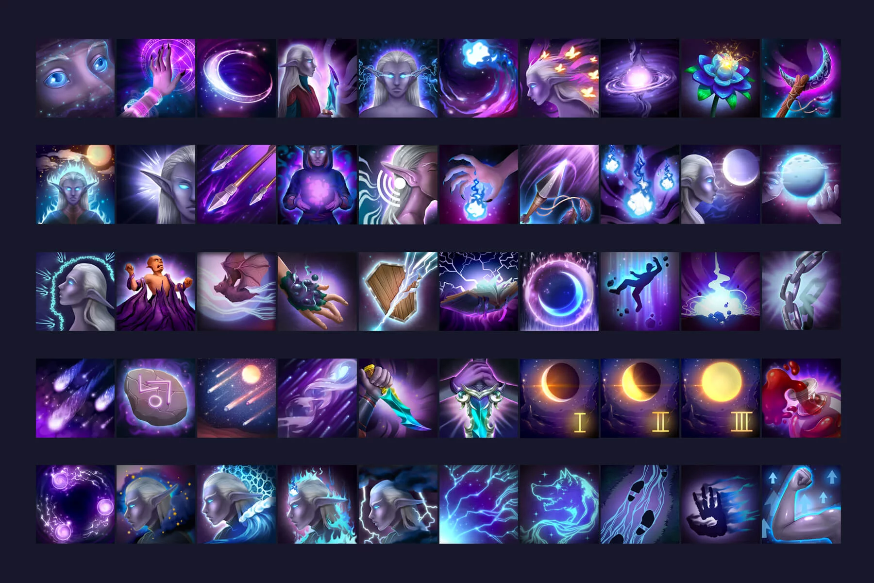 RPG Night Elf Skill Icons