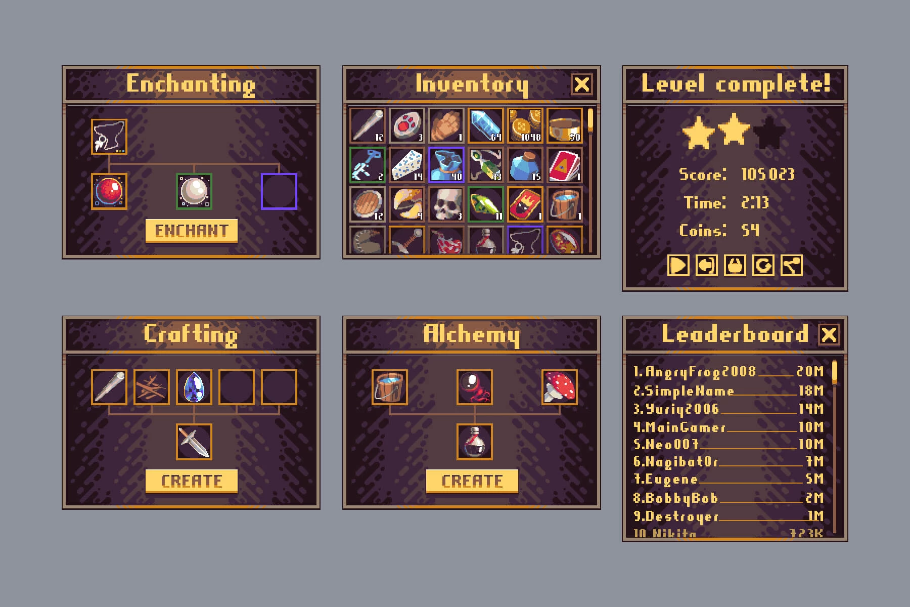 Game User Interface Pixel Art