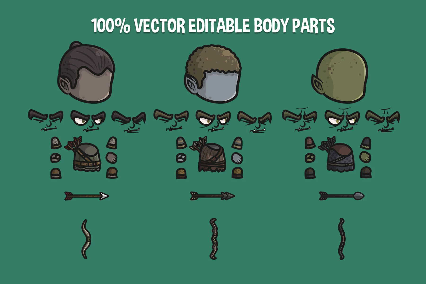 Orc Archer Chibi Character Sprites