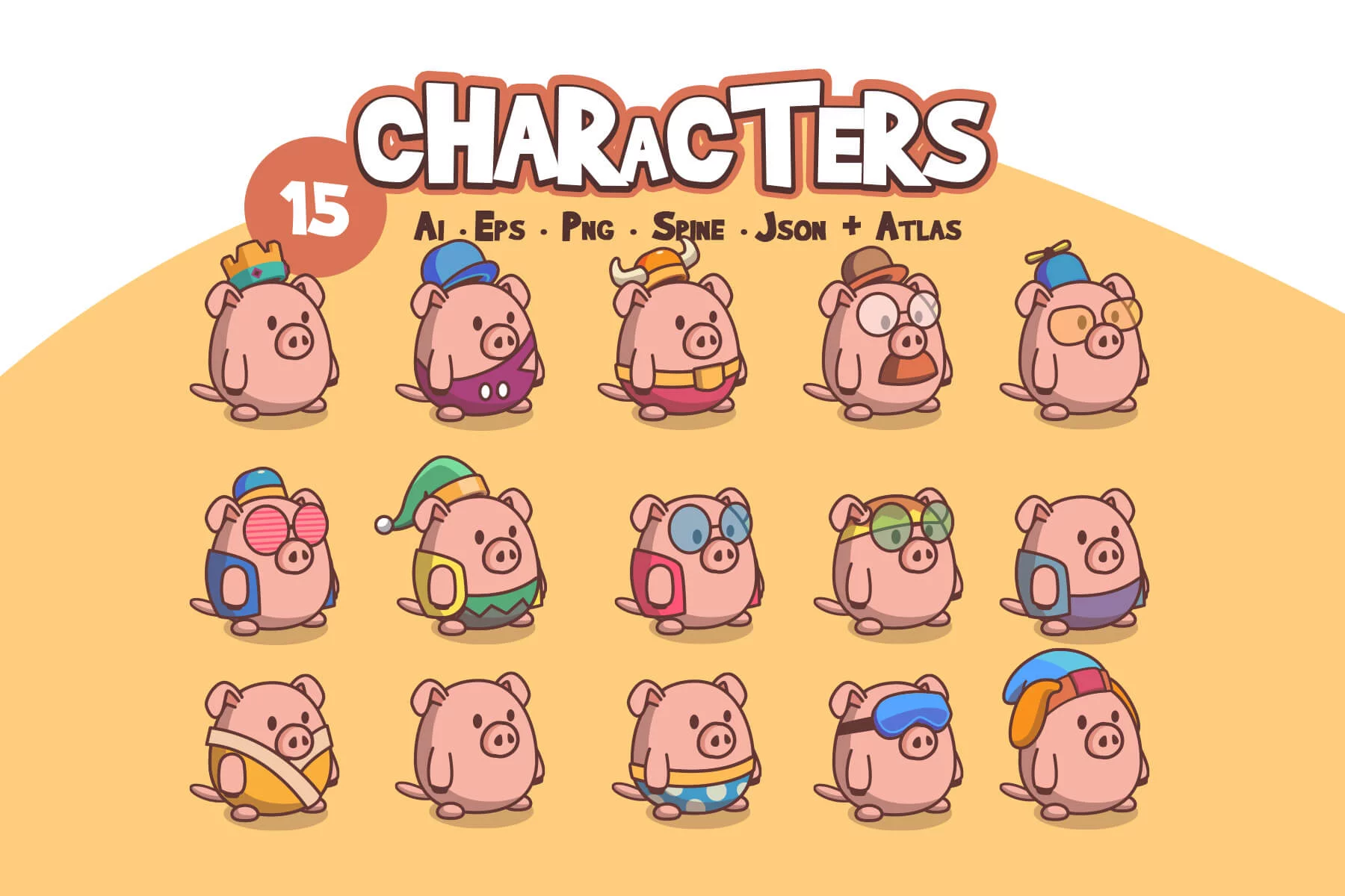 Cute Pigs Game Character Sprite Pack