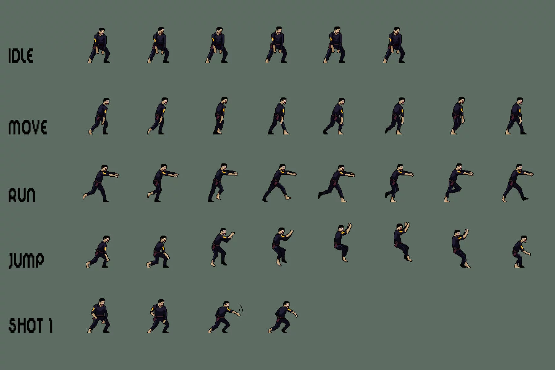 Zombie Police Character Sprites Pixel Art