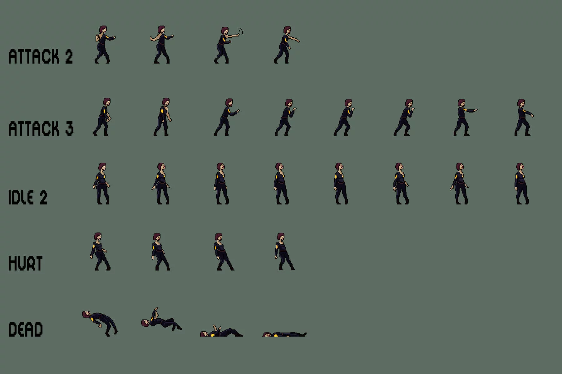 Zombie Police Character Sprites Pixel Art