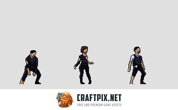 Zombie Police Character Sprites Pixel Art