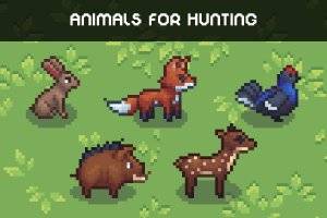 俯视狩猎动物像素精灵包：五种森林生物动画素材