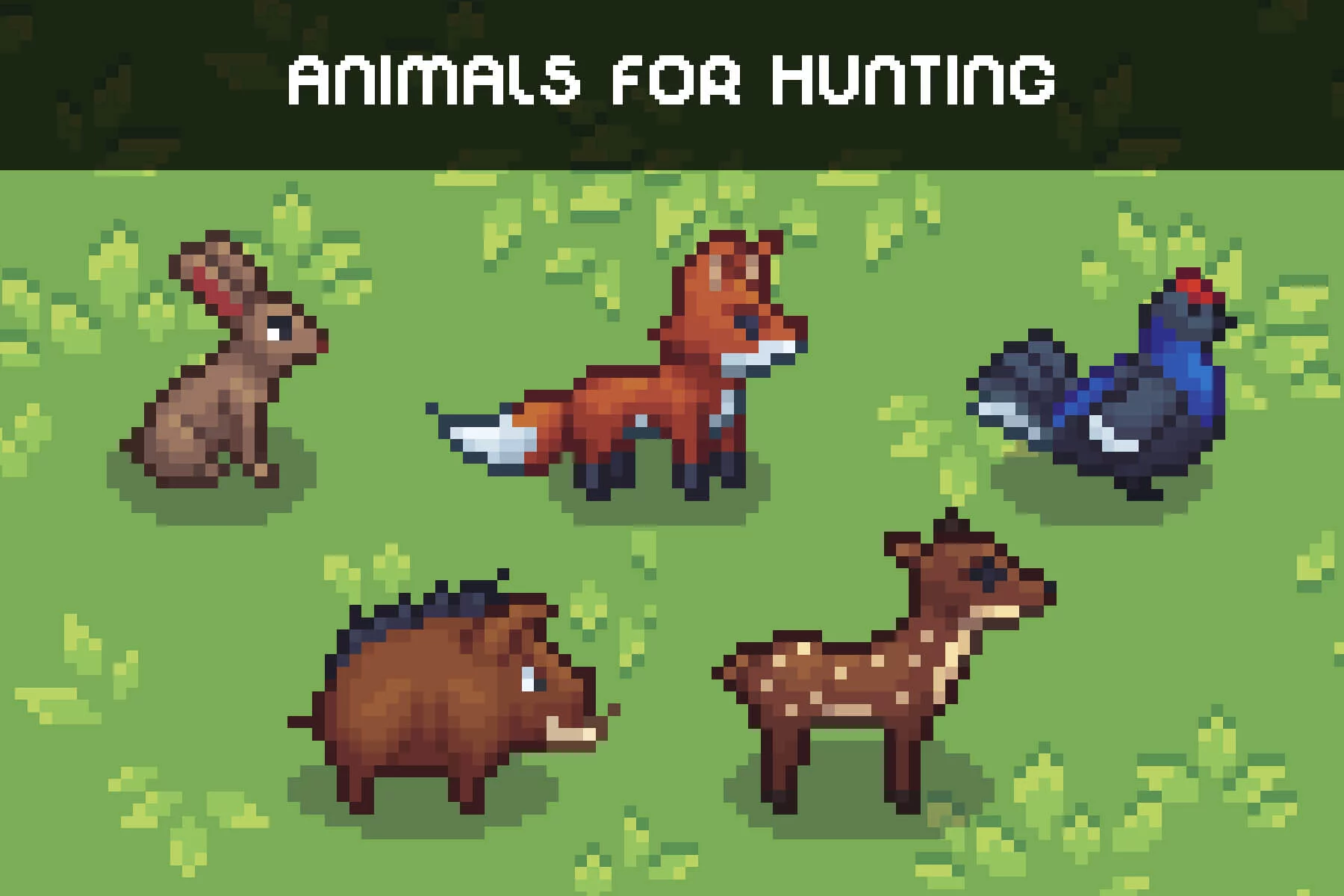 Top-Down Hunt Animals Pixel Sprite Pack