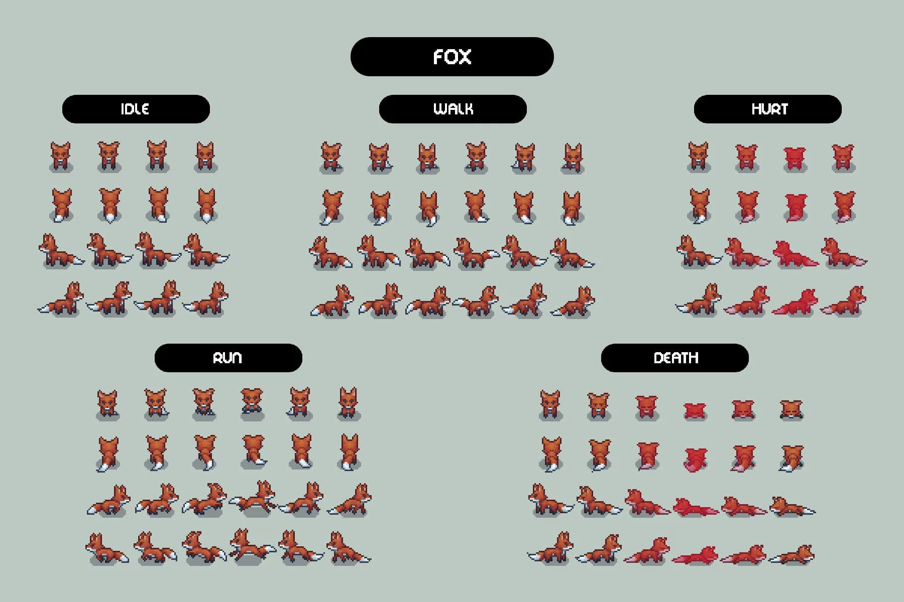 Top-Down Hunt Animals Pixel Sprite Pack