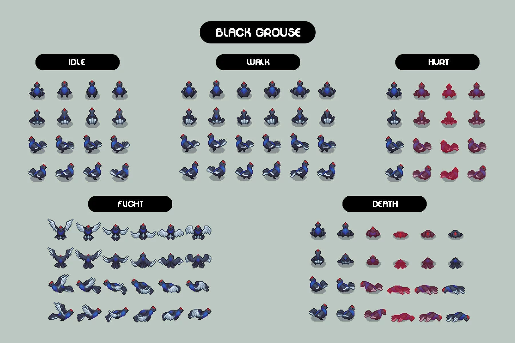 Top-Down Hunt Animals Pixel Sprite Pack