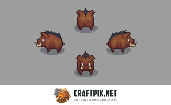 Top-Down Hunt Animals Pixel Sprite Pack