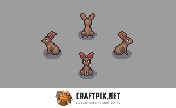 Top-Down Hunt Animals Pixel Sprite Pack