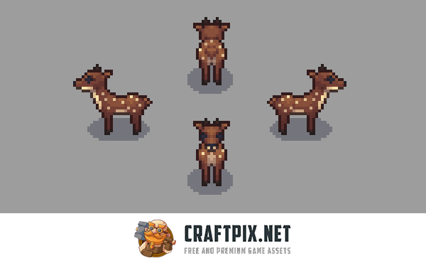 Top-Down Hunt Animals Pixel Sprite Pack