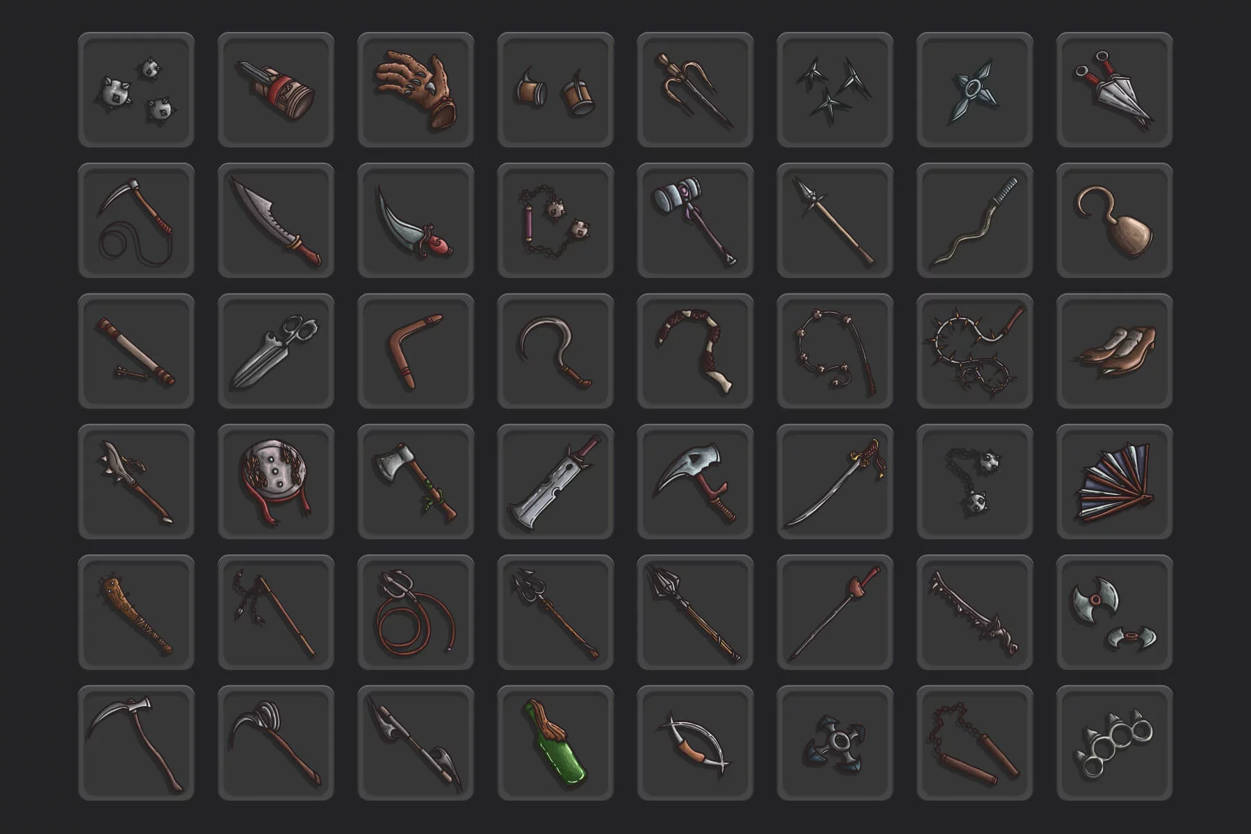 48 Weapon Loot RPG Icon Pack