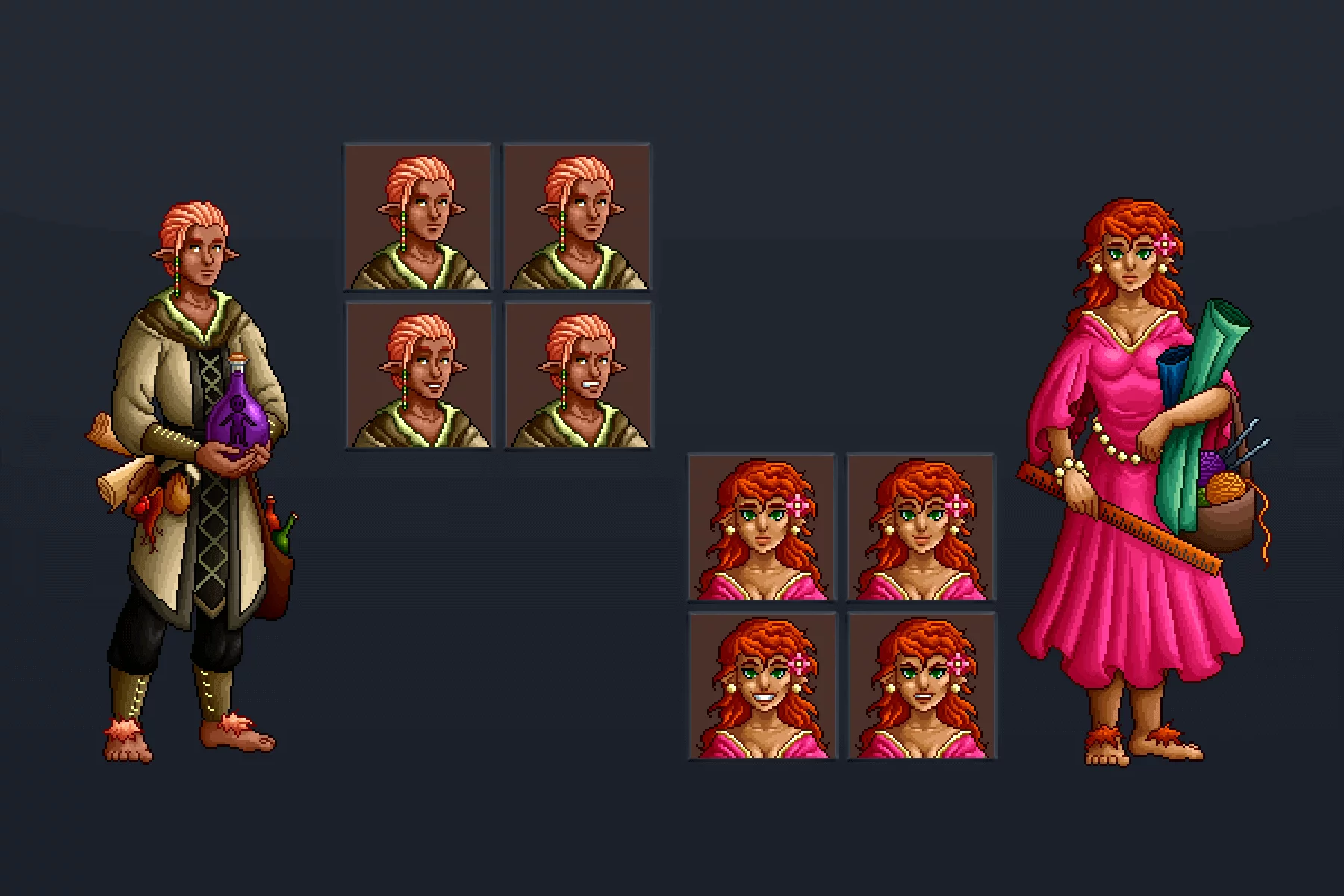 Halfling Characters Pixel Art