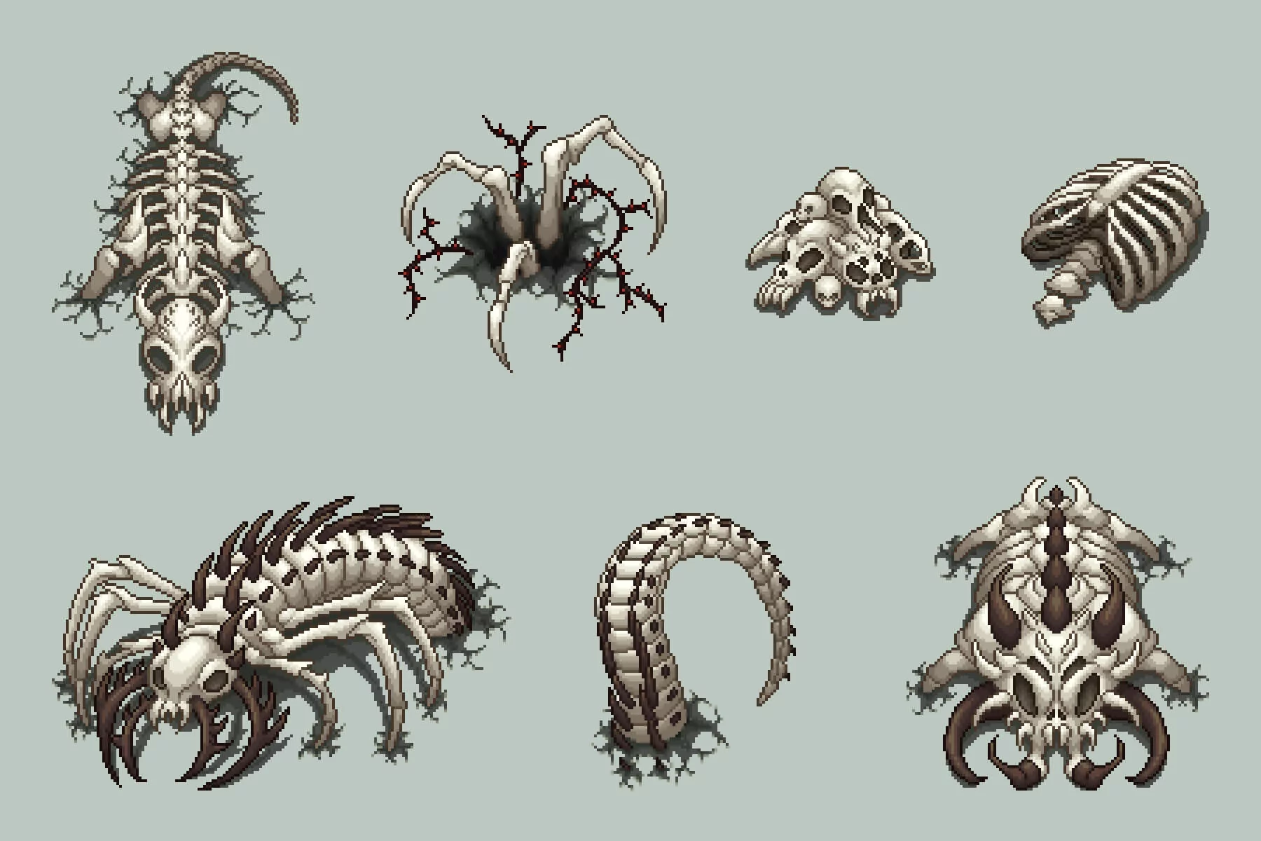 The Top-Down Undead Land Objects Pixel Art