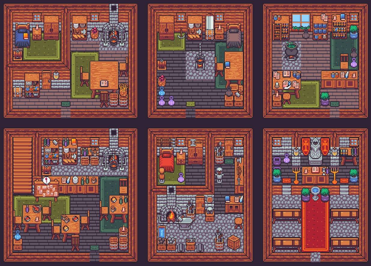Medieval Interior Top Down Pixel Art Tileset