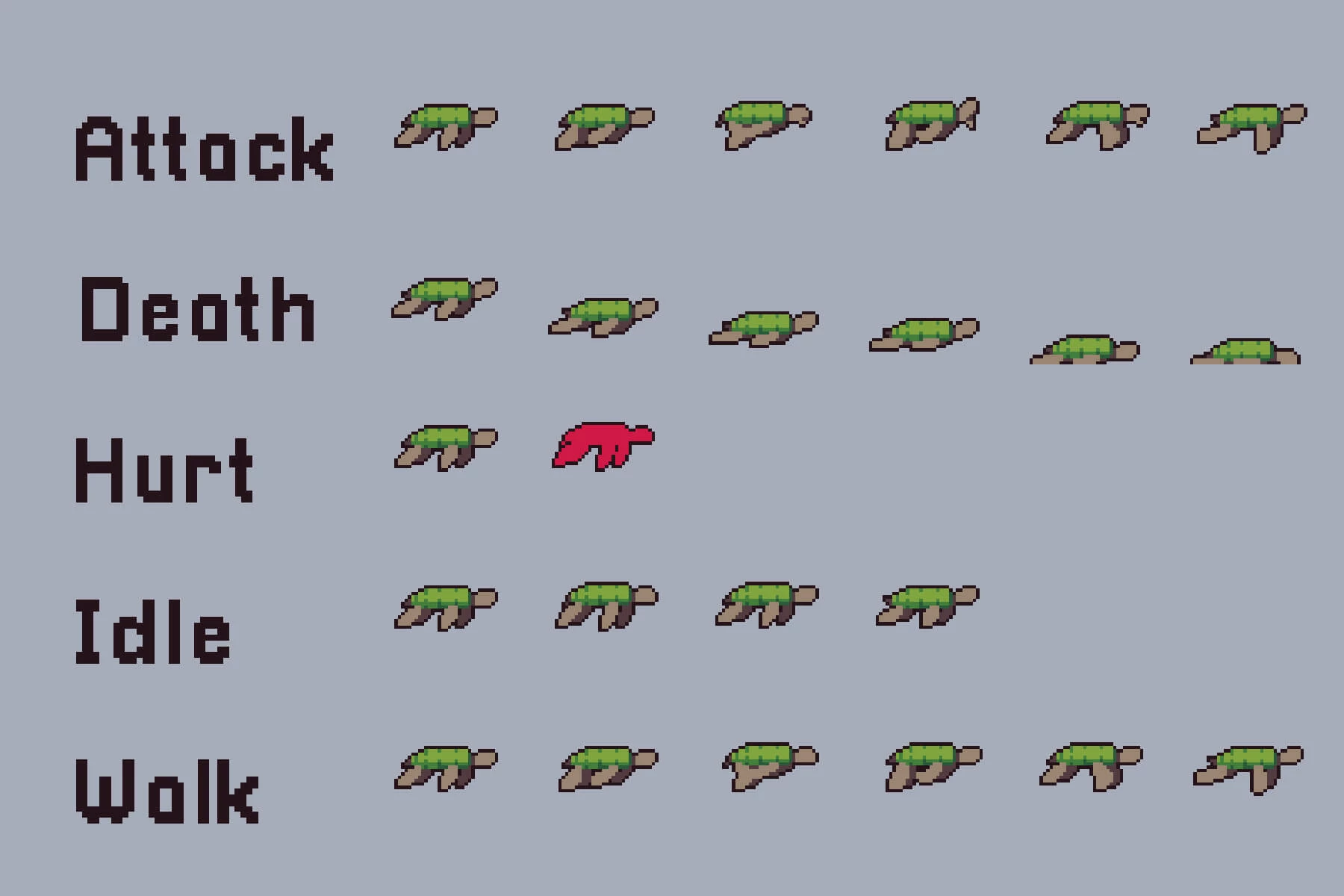 Octopus, Jellyfish, Shark and Turtle Sprite Pixel Art