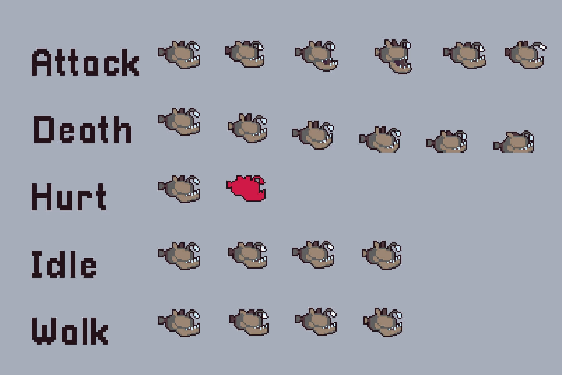 Octopus, Jellyfish, Shark and Turtle Sprite Pixel Art