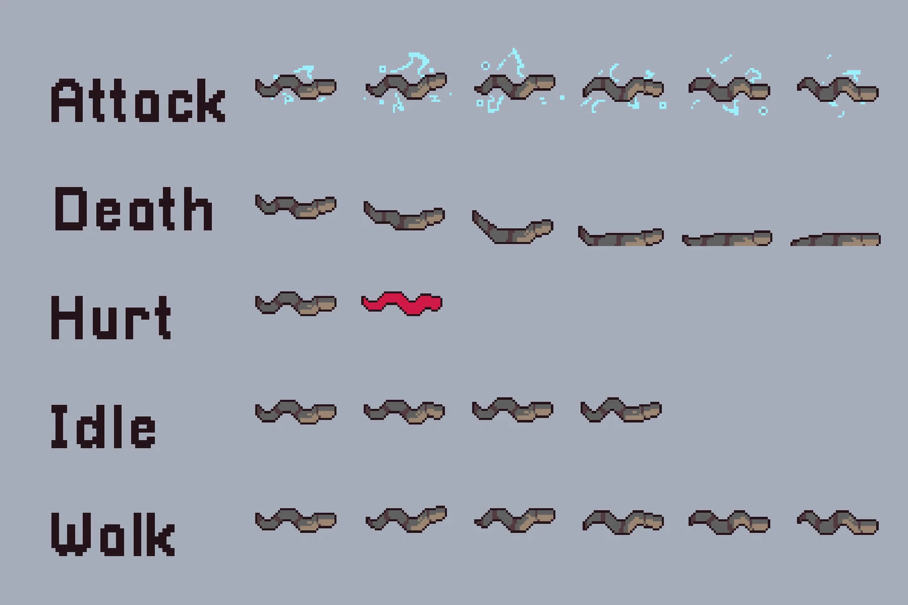 Octopus, Jellyfish, Shark and Turtle Sprite Pixel Art