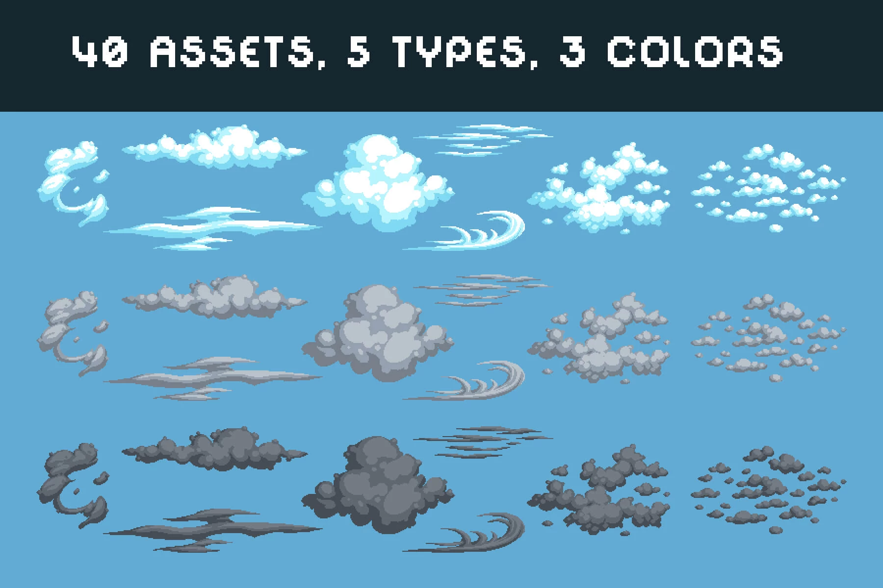 Clouds Pixel Art Asset Pack