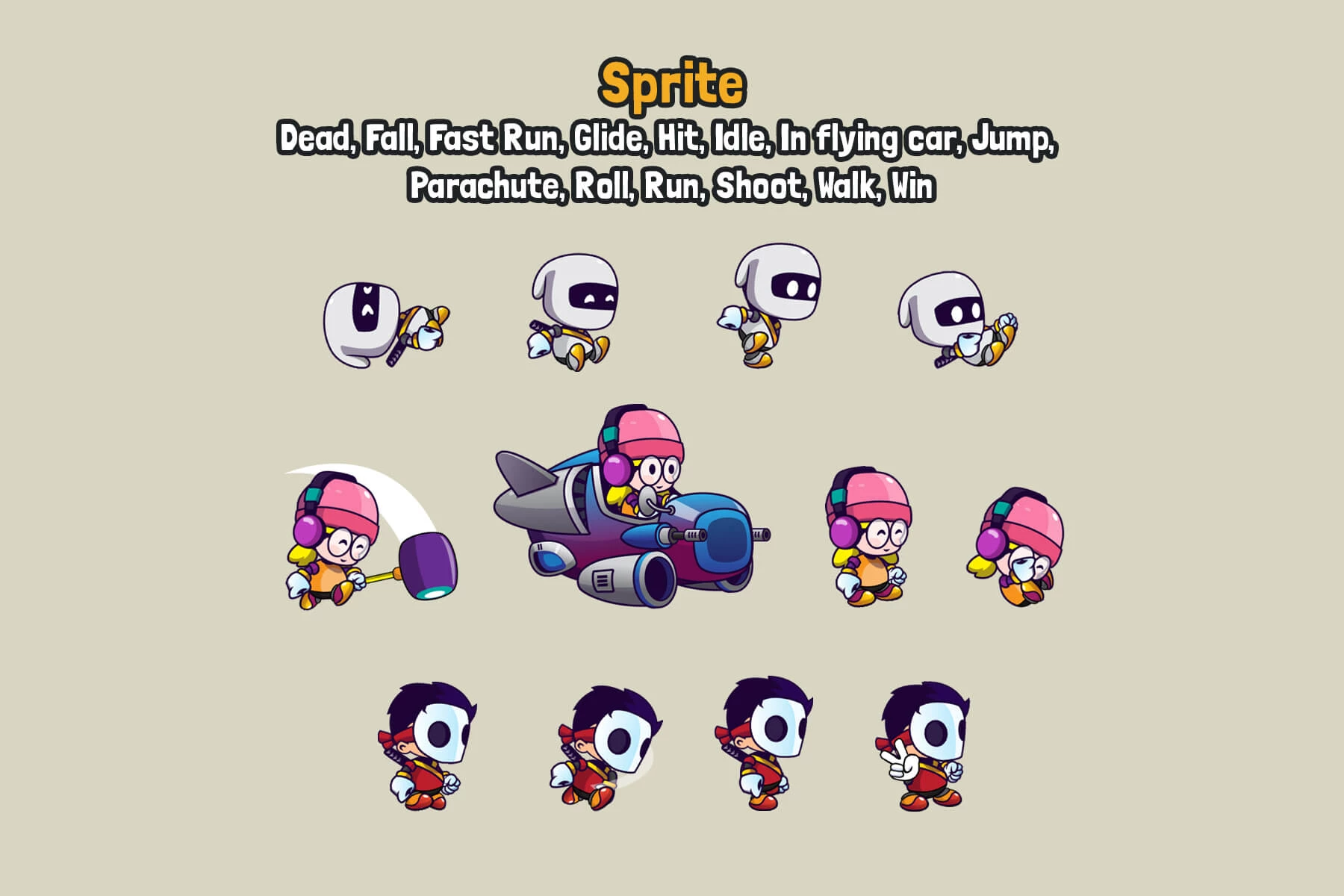 Animated Cartoon Characters for Platformer
