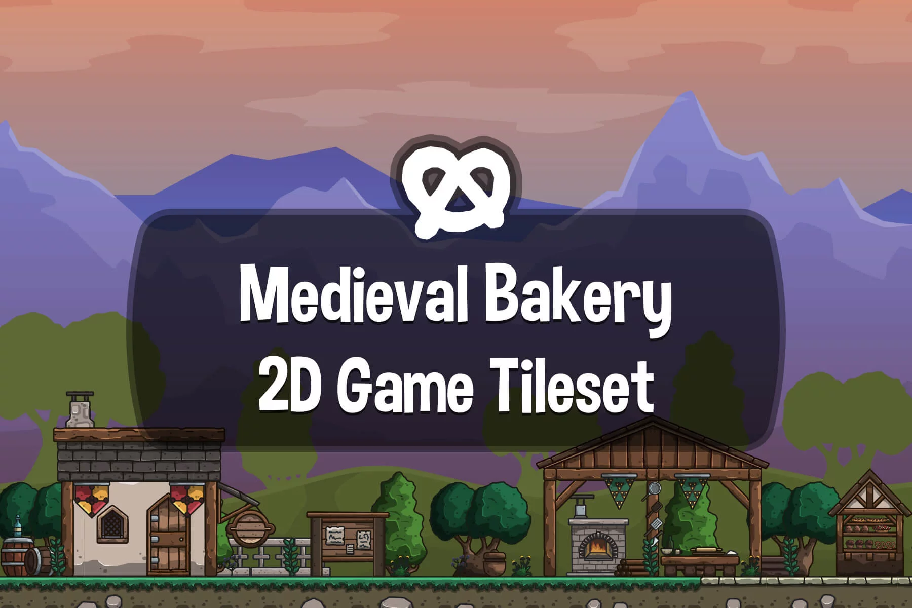 Cartoon Medieval Bakery 2D Game Tileset