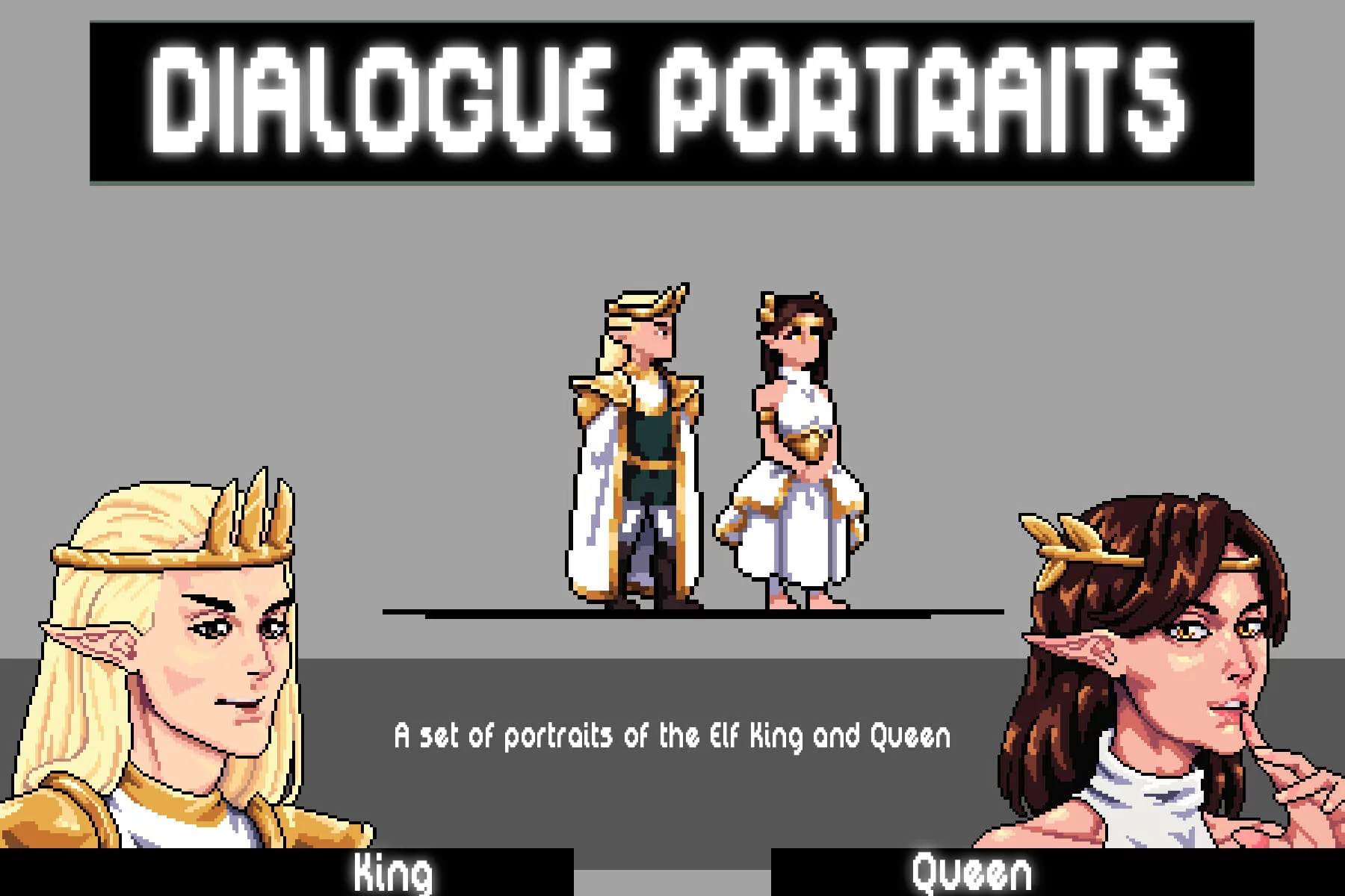 Elf King and Queen Pixel Avatar Icon Pack for Dialogue