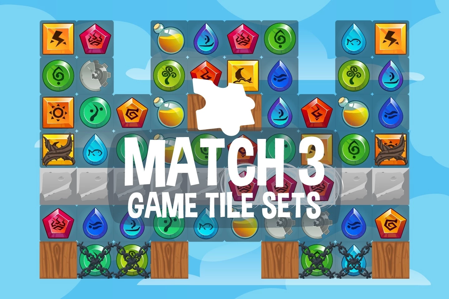 Match 3 Game Tile Set