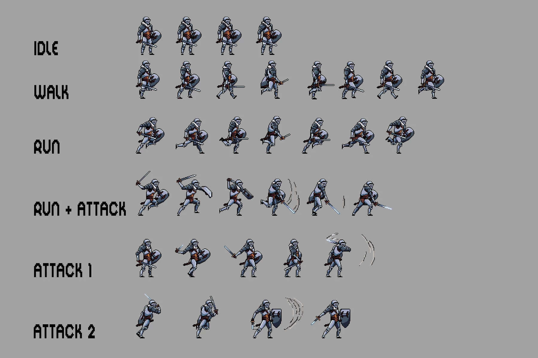Knight Character Sprites Pixel Art