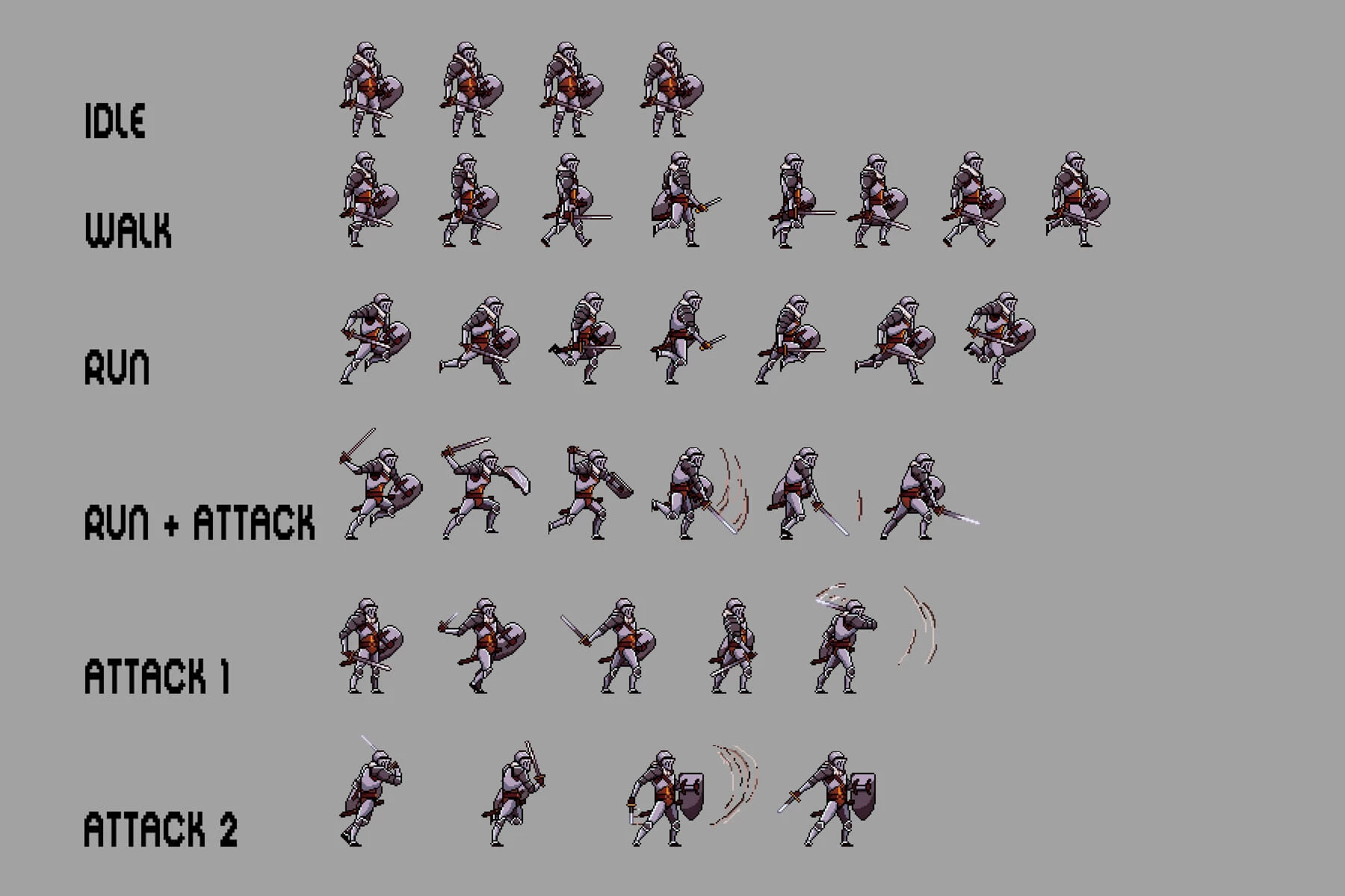 Knight Character Sprites Pixel Art