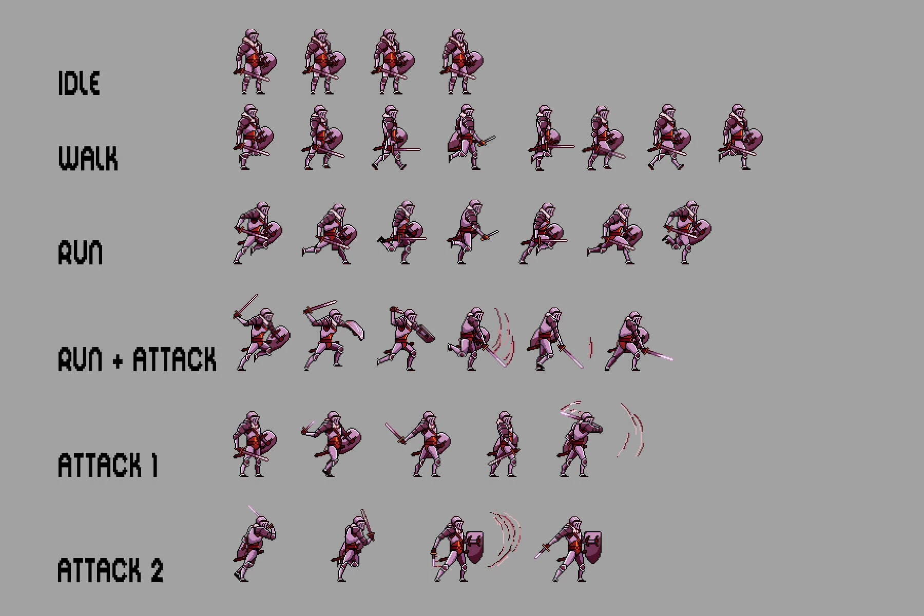Knight Character Sprites Pixel Art