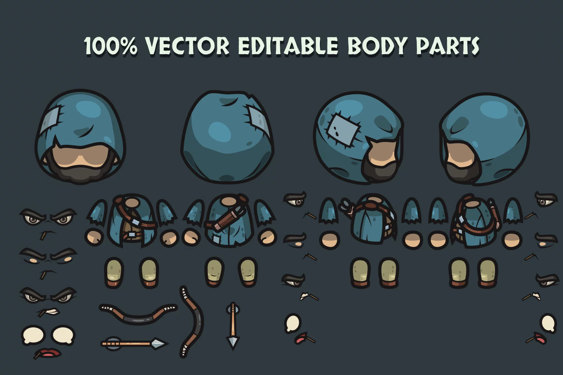 Fantasy Archer Top-Down Characters Pack