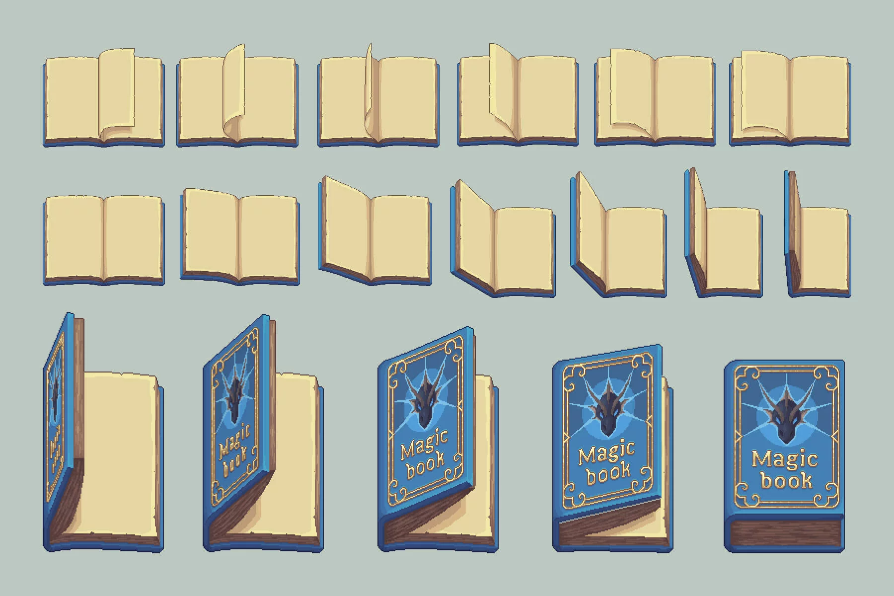 Animated Magic Book Pixel Art Asset Pack