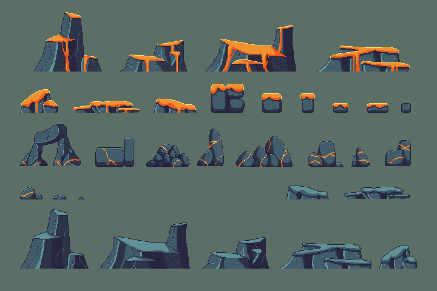 Volcano Pixel Art Environment Assets Pack