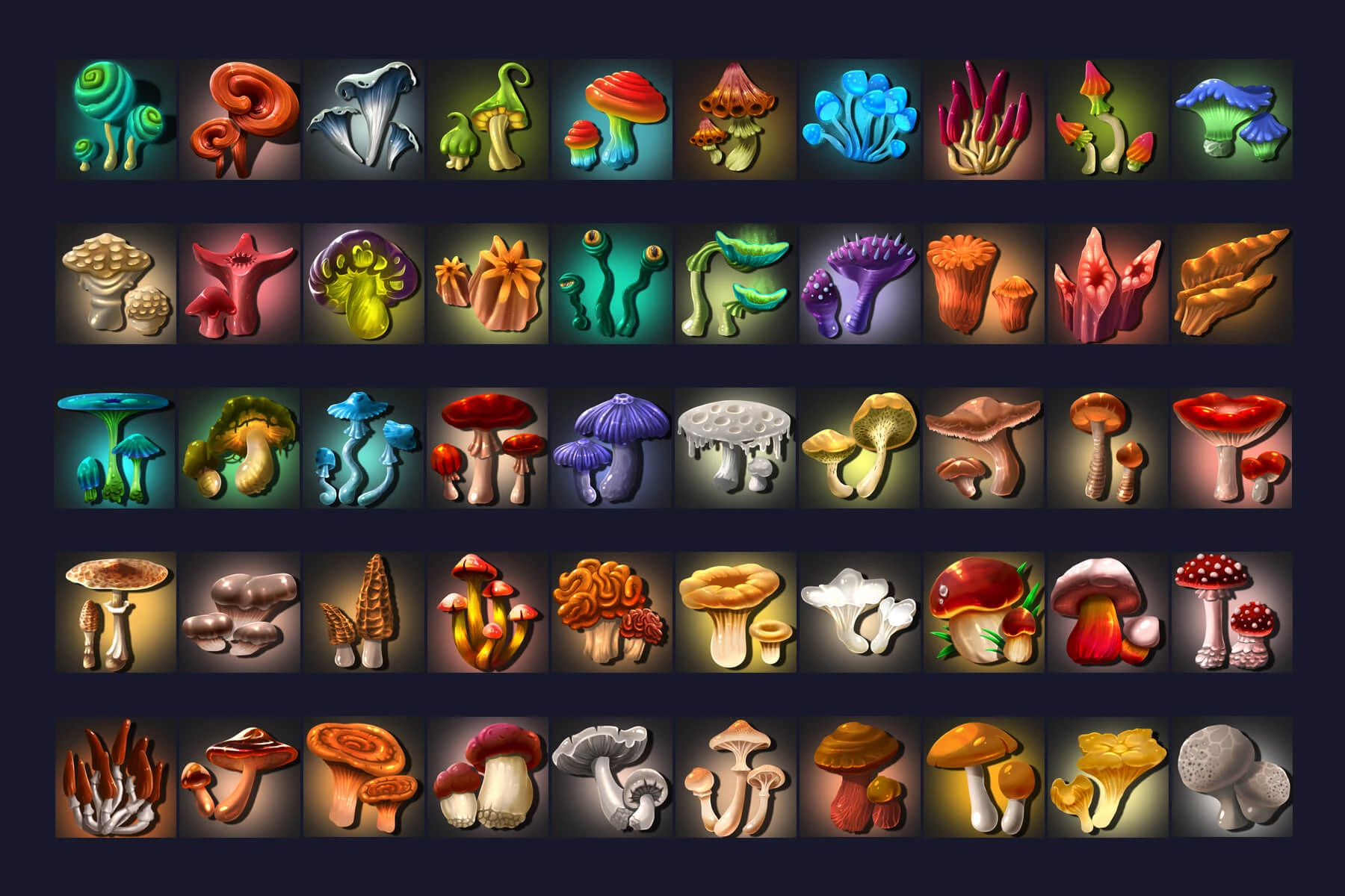 50 RPG Mushroom Icons