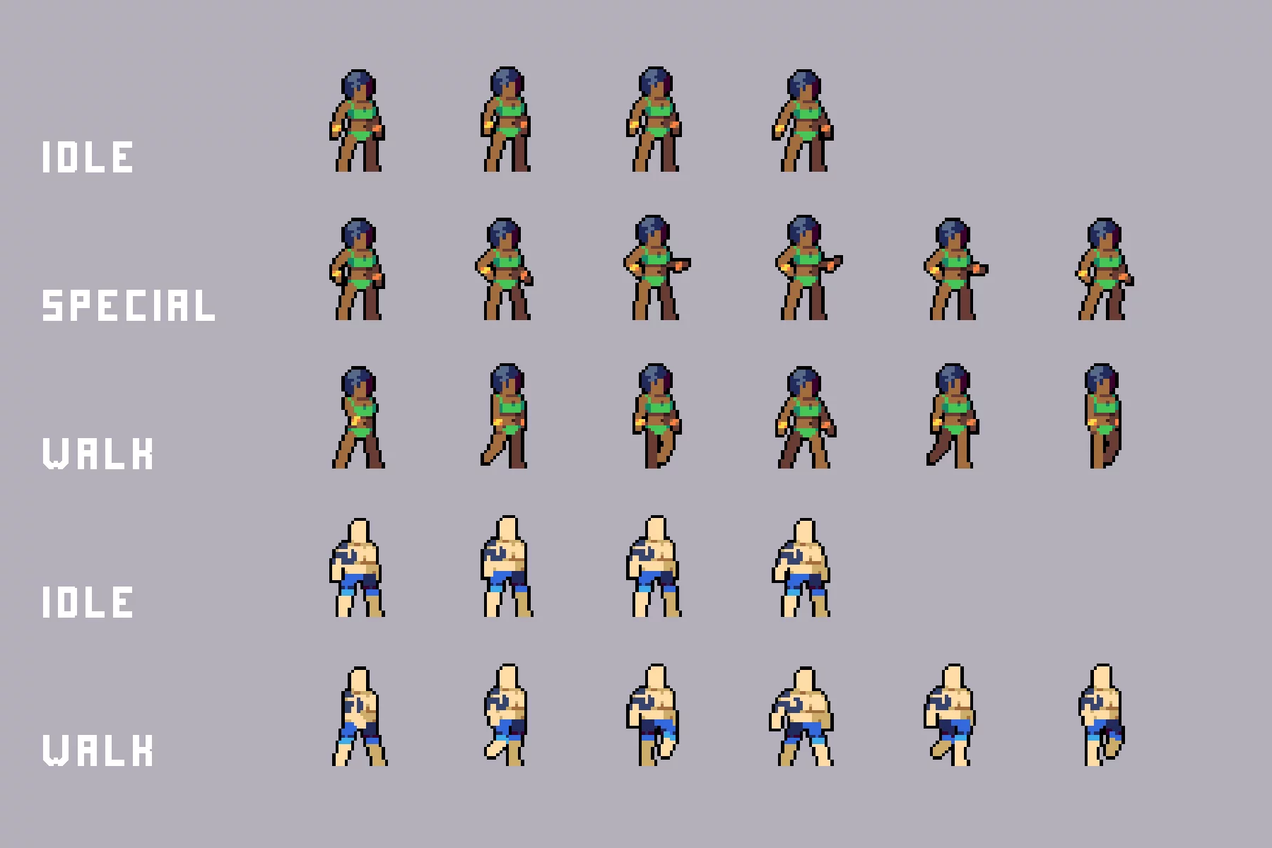 Beach Crowd Pixel Asset Pack for Platformer