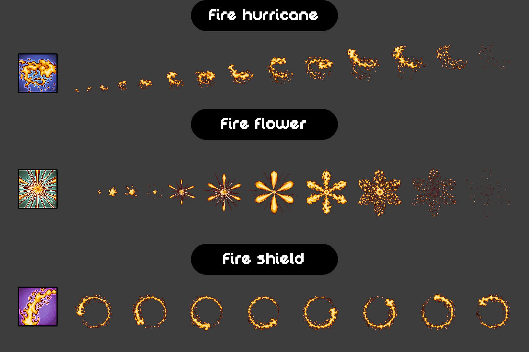 Fire Magic Effects Pixel Art