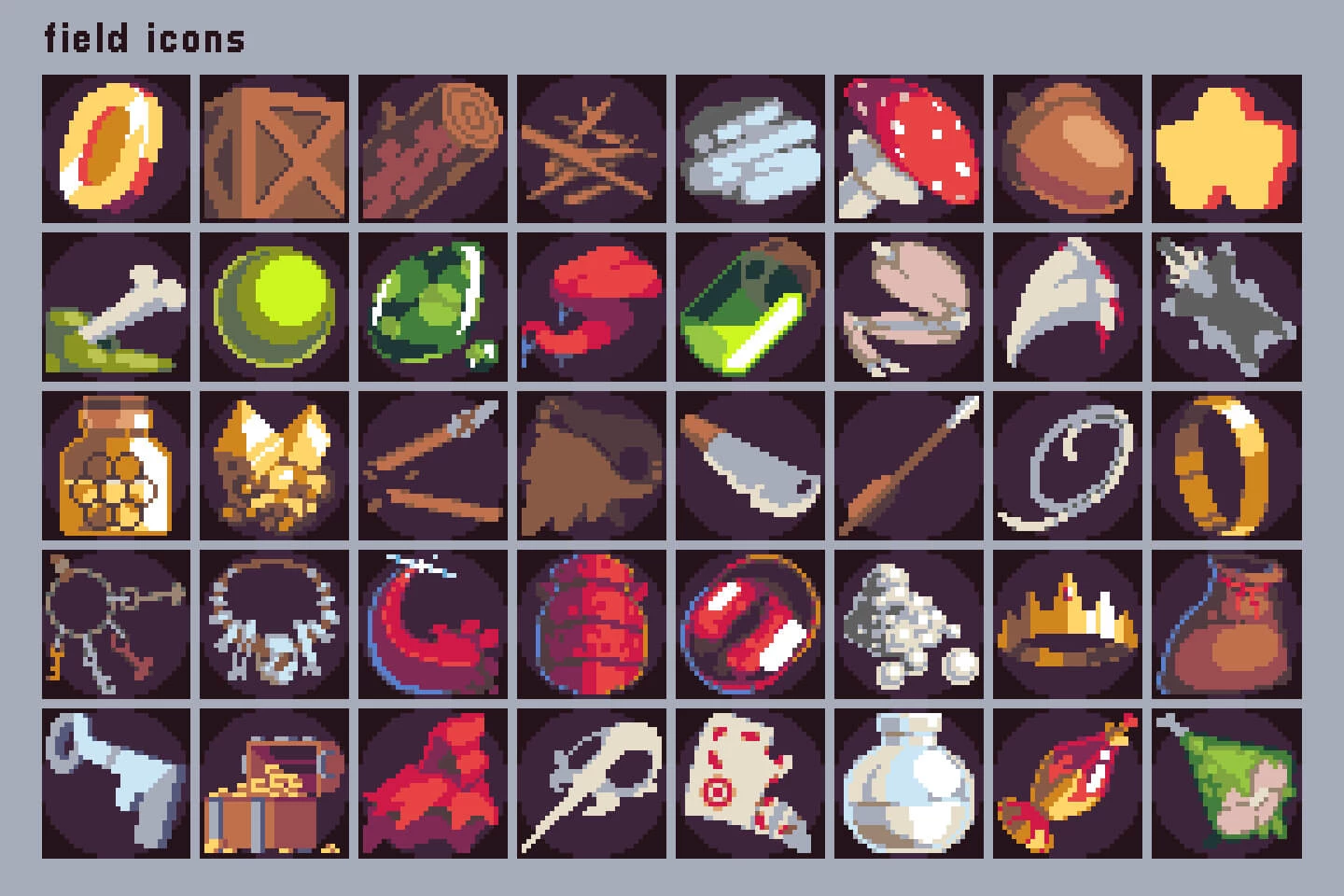40 Pixel Art Icons for Field Location