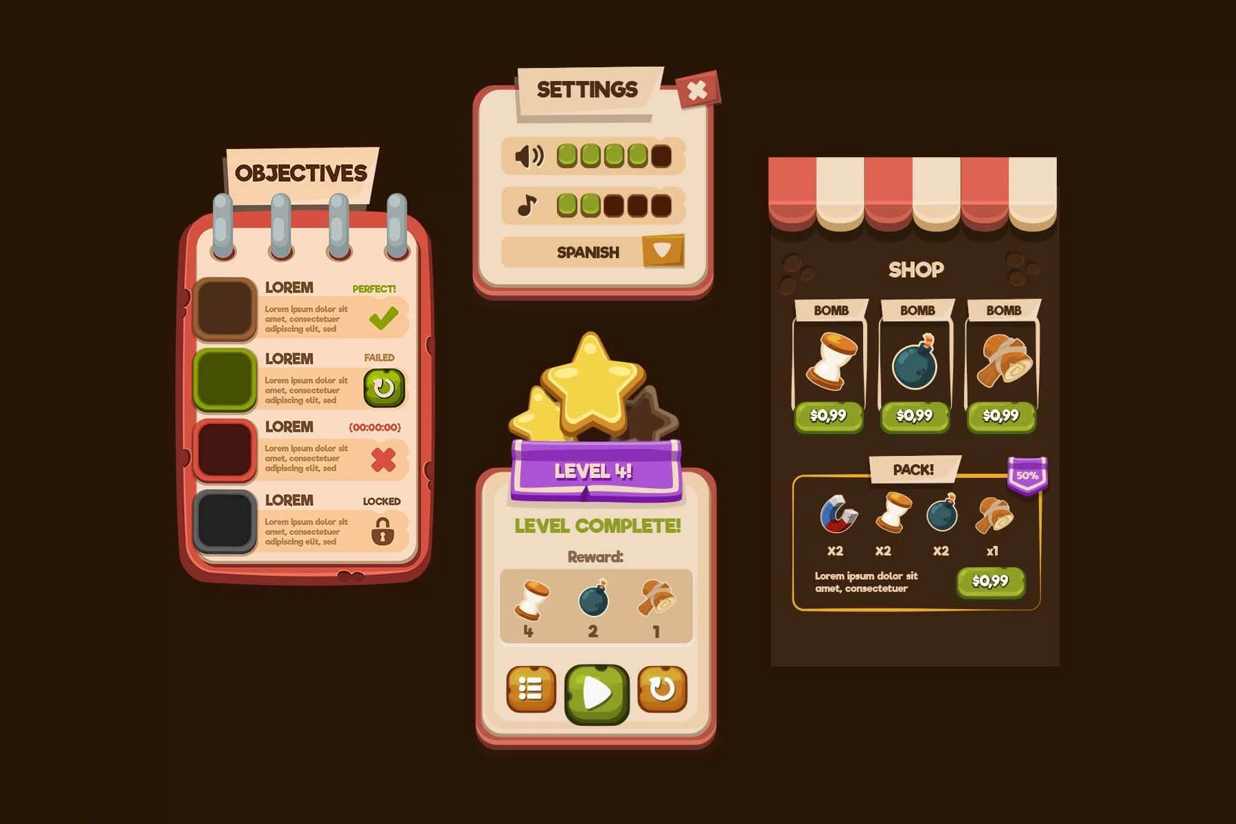 Casual UI Vector Game Asset Pack