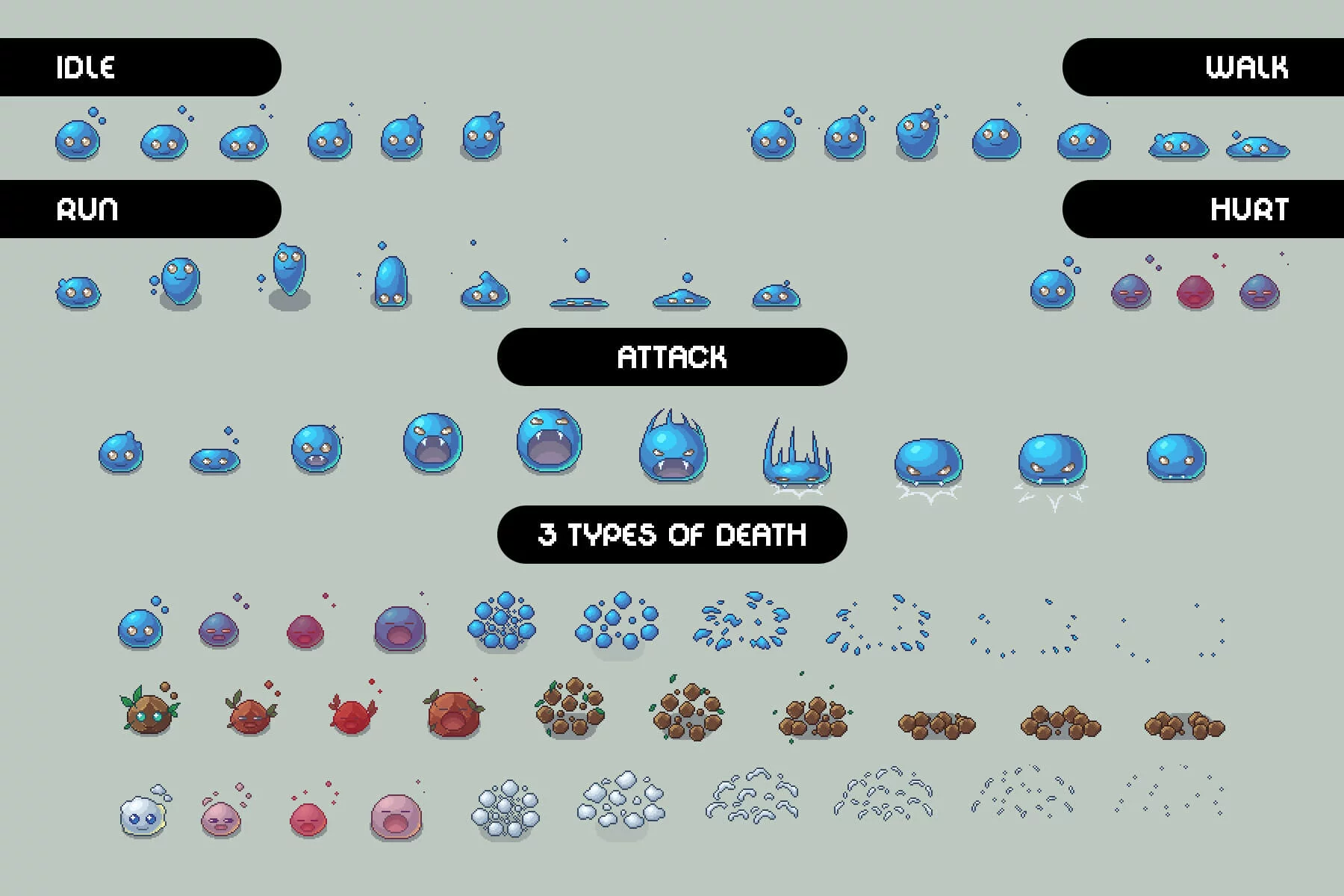 Slime Boss Pixel Art 2D Sprite for Roguelike Games